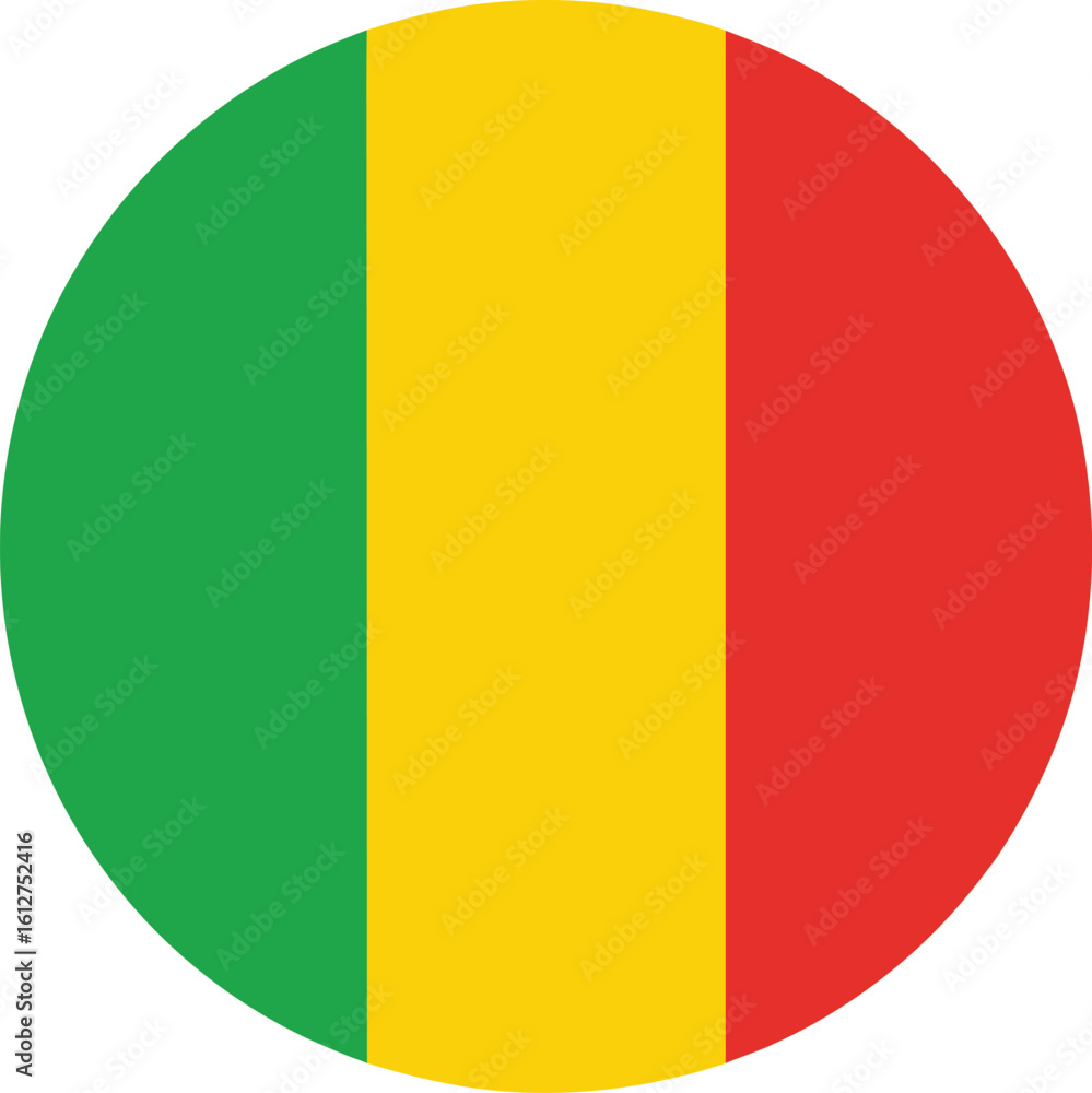 Fototapeta premium Mali Flag Circle Icon National Symbol