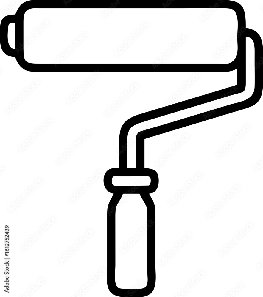 Paint roller tool in simple line design on transparent background Paint roller tool in simple line design on transparent background
