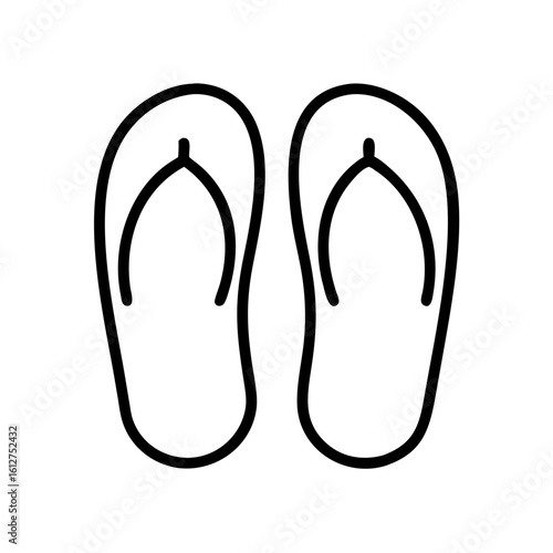 Black outline flip flops , slippers on transparent background