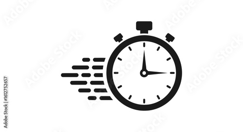 Vector illustration of a stopwatch with motion blur streaks indicates the rapid passage of time and speed