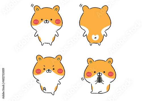 ゆる可愛いゴールデンハムスターのイラストセット