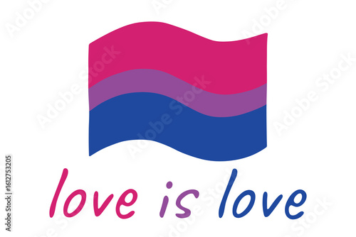 Colorful Bisexual pride flag Happy pride day LGBTQ community Pride Month Vector hand drawn doodle for posters, stickers, logo, cards