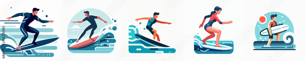 Obraz premium vector of a person surfing on the sea