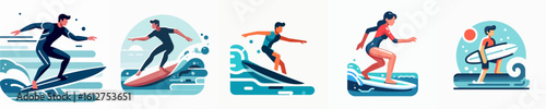 vector of a person surfing on the sea