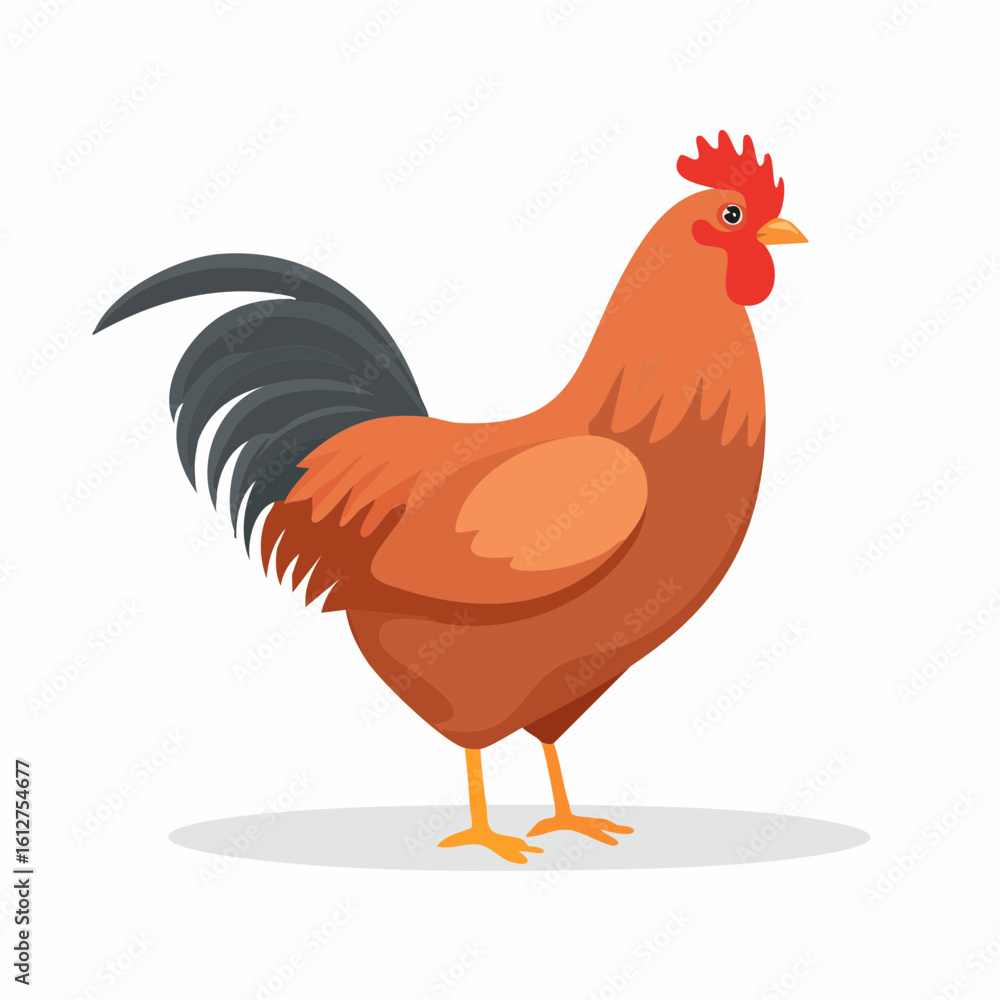Fototapeta premium Vibrant rooster illustration showcasing intricate details of plumage and characteristic features