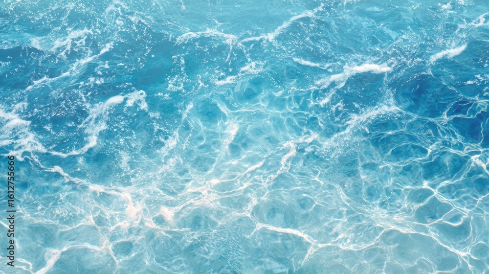 Obraz premium Crystal clear water reflects sunlight, producing a mesmerizing display of blues and whites. Gentle waves create soothing ripples, enhancing the tranquil atmosphere of this tropical paradise.