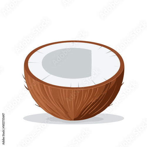 Artistic depiction of a halved coconut showcasing its texture and creamy interior