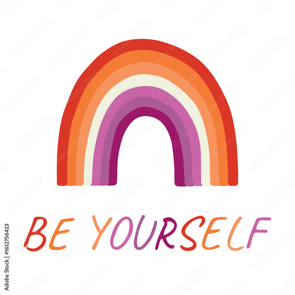 Colorful rainbow shape Lesbian pride flag Happy pride day LGBTQIA community Pride Month Vector hand drawn doodle for posters, stickers, logo, cards Colorful rainbow shape Lesbian pride flag Happy pride day LGBTQIA community Pride Month Vector hand drawn doodle for posters, stickers, logo, cards