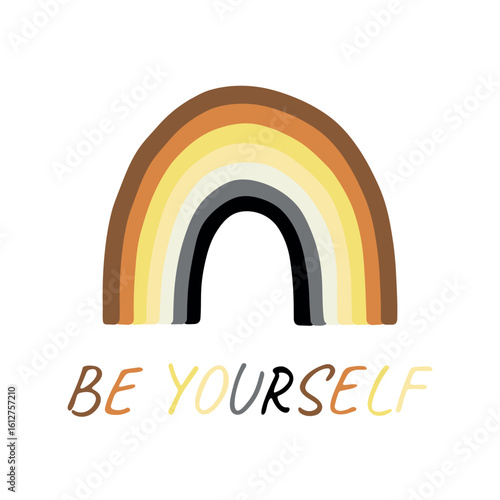 Colorful rainbow shape Bear brotherhood pride flag Happy pride day LGBTQIA community Pride Month Vector hand drawn doodle for posters, stickers, logo, cards