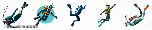 vector of a diver in the sea