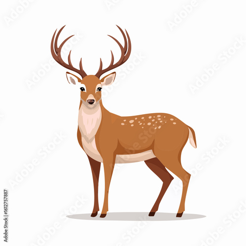 Majestic Deer Illustration: A Cartoon Style Depiction of Wildlife in a Clean Design