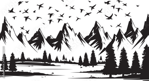 Majestic phoenix bird silhouette illustration isolated on transparent background