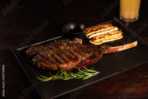 Grilled Tomahawk Steak with Rosemary and Halloumi Cheese – Gourmet Plate