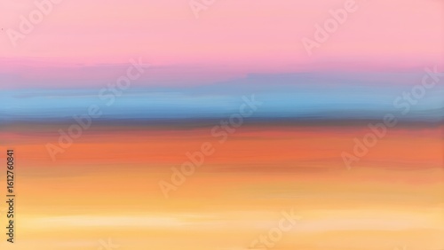 印象的な色彩の抽象風景画、地平線に広がるグラデーション