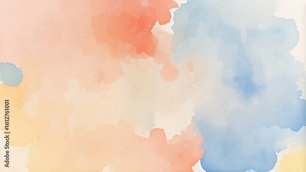 Obraz premium 暖色と寒色が調和する水彩画風抽象背景