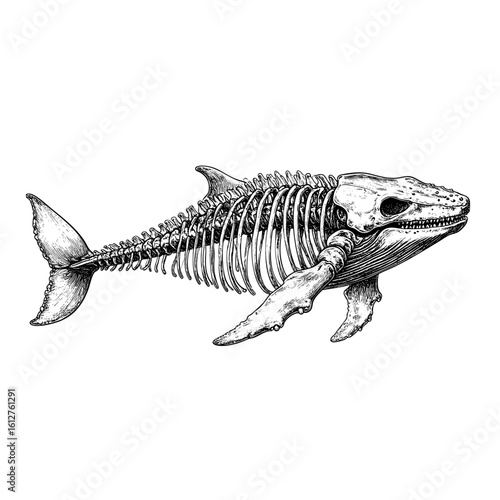 Fish Skeleton Specimen – Vintage Scientific Illustration