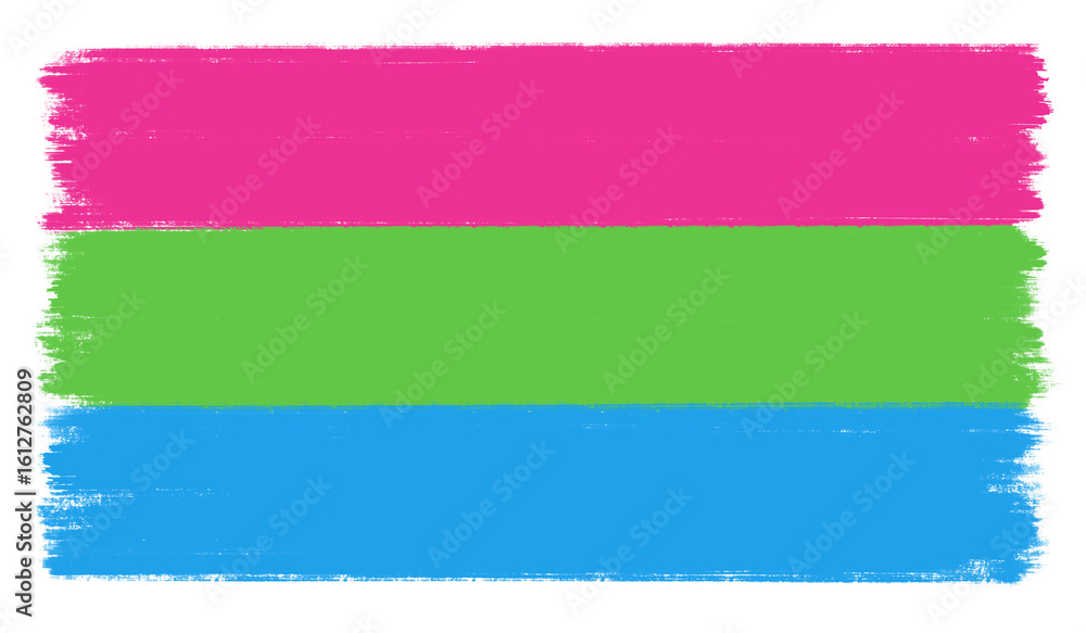 Fototapeta premium Grunge brush painted Polysexual flag. LGBTQI concept. 