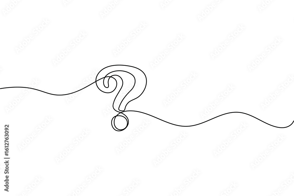 Obraz premium Minimalist question mark icon in continuous single line drawing vector isolated illustration 