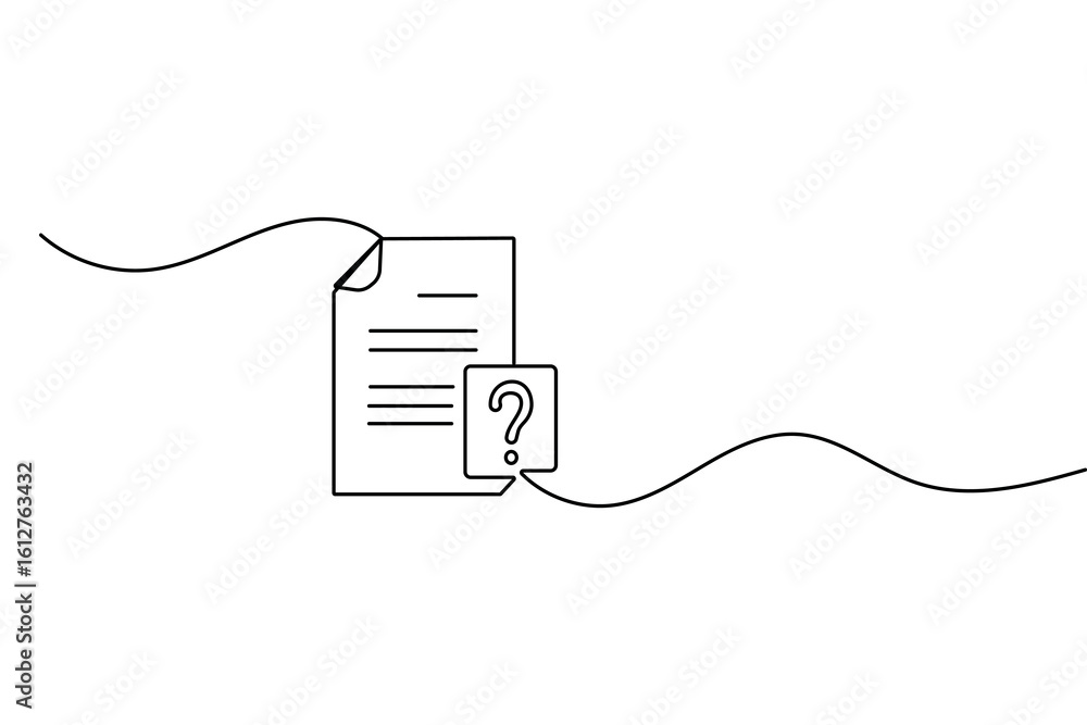Obraz premium Minimalist question mark icon in continuous single line drawing vector isolated illustration