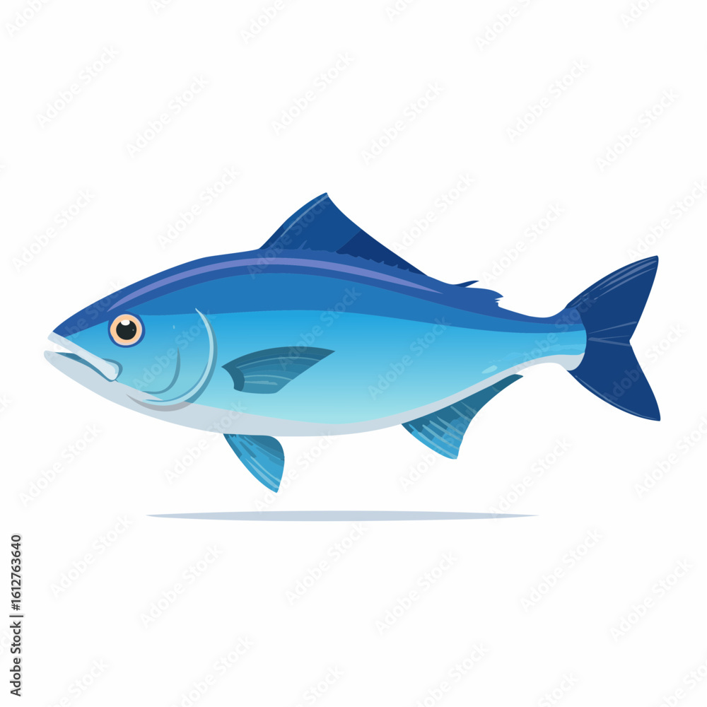 Fototapeta premium Vibrant blue tuna fish illustration showcasing marine life and underwater creatures