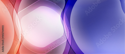 Abstract fluid shapes blend, creating vibrant color gradients. Soft curves suggest movement, light plays across surfaces. Modern design.