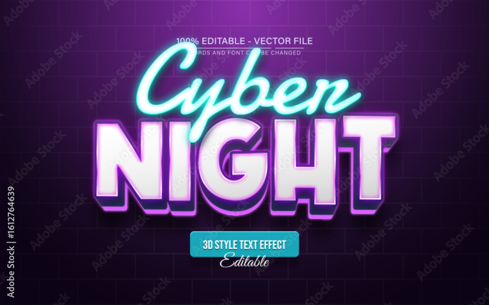 Cyber Night Neon Text Effect for Poster, Logo and T-Shirt Templates Cyber Night Neon Text Effect for Poster, Logo and T-Shirt Templates