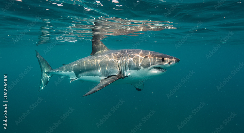 Fototapeta premium great white shark fish swimming in the water