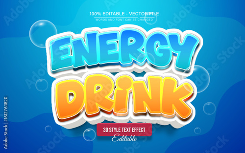 Energy Drink Cartoon 3D Text Effect Editable
