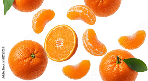Vibrant Citrus Fruits in MidAir Displaying Freshness.