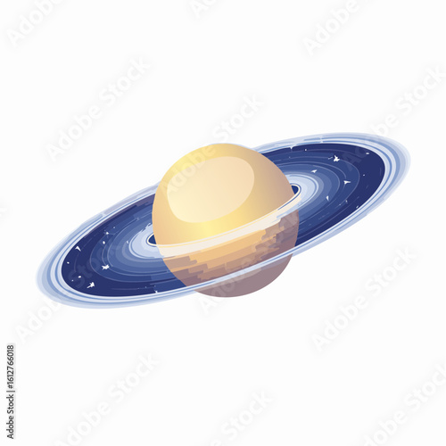 Cartoonish depiction of saturn and its rings against a clean white background