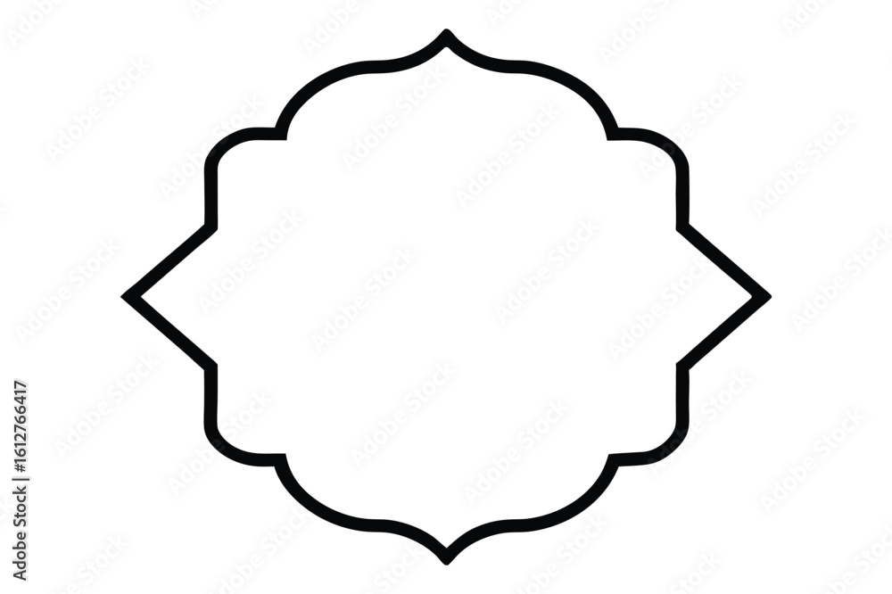Black ornate geometric frame with scalloped edges and pointed corners border Black ornate geometric frame with scalloped edges and pointed corners border