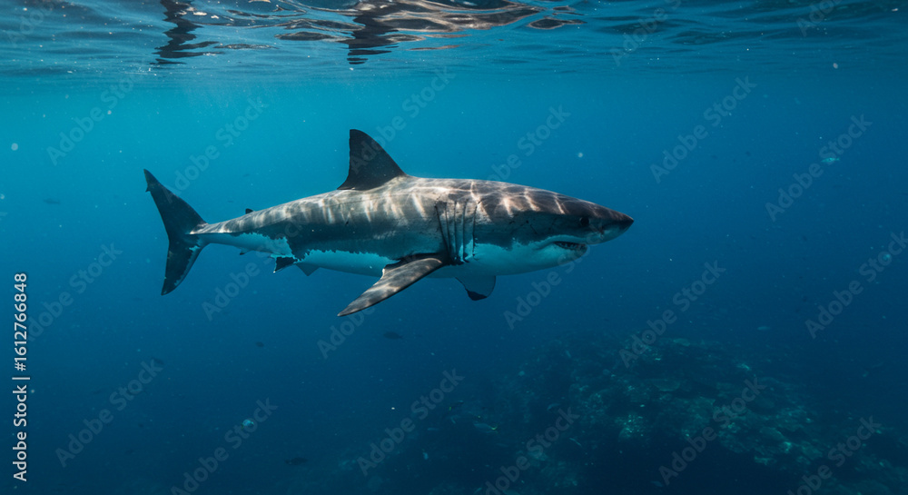 Fototapeta premium great white shark fish swimming in the water