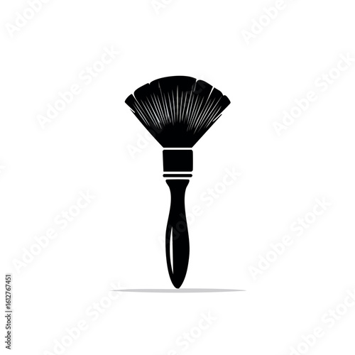 Black Fan Brush for Makeup Application and Beauty Treatments