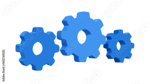 Gear mechanism concept three dimensional rendering blue gears system engineering process machine cogwheel design