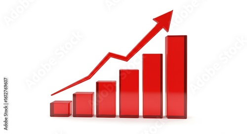 Red bar graph with upward trend arrow isolated on white background Free Download Red bar graph with upward trend arrow isolated on white background - GFXLoad