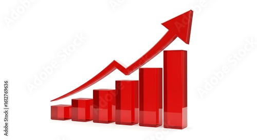 Red bar graph with upward trend arrow isolated on white background Free Download Red bar graph with upward trend arrow isolated on white background - GFXLoad