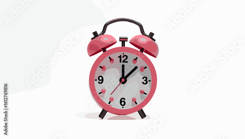 3D vector illustration of a pink alarm clock representing circadian rhythms