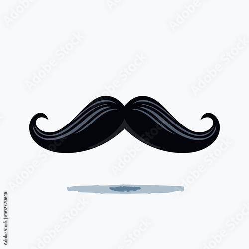 Stylish black handlebar mustache illustration isolated on a white background. Vintage gentlemen's facial hair accessory icon.