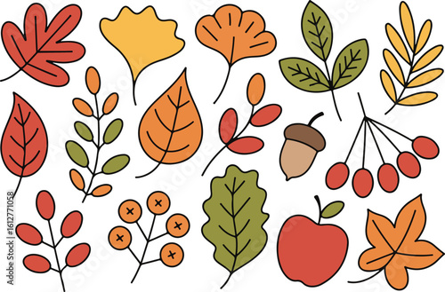 Seamless vector pattern of colorful autumn leaves, a beautiful nature illustration for your seasonal design