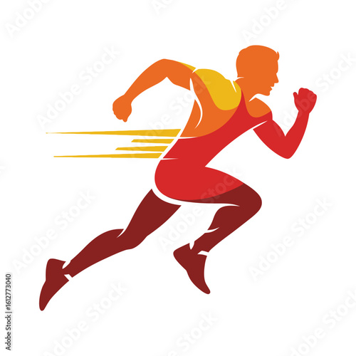 Stylized Athletic Runner Logo - Dynamic Speed and Fitness