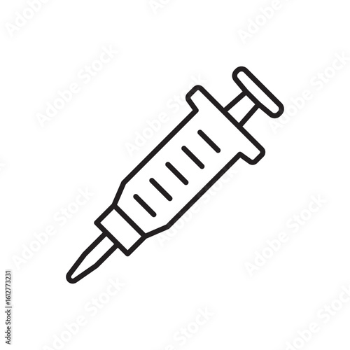 Syringe icon. Syringe injection icon. Medical shot symbol.