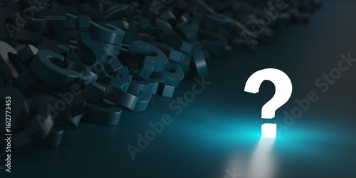 Принти на полотні Glowing question mark near a pile of question marks