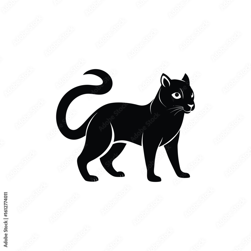 Obraz premium Sleek Black Cat or Panther Silhouette - Elegant Feline Vector Icon