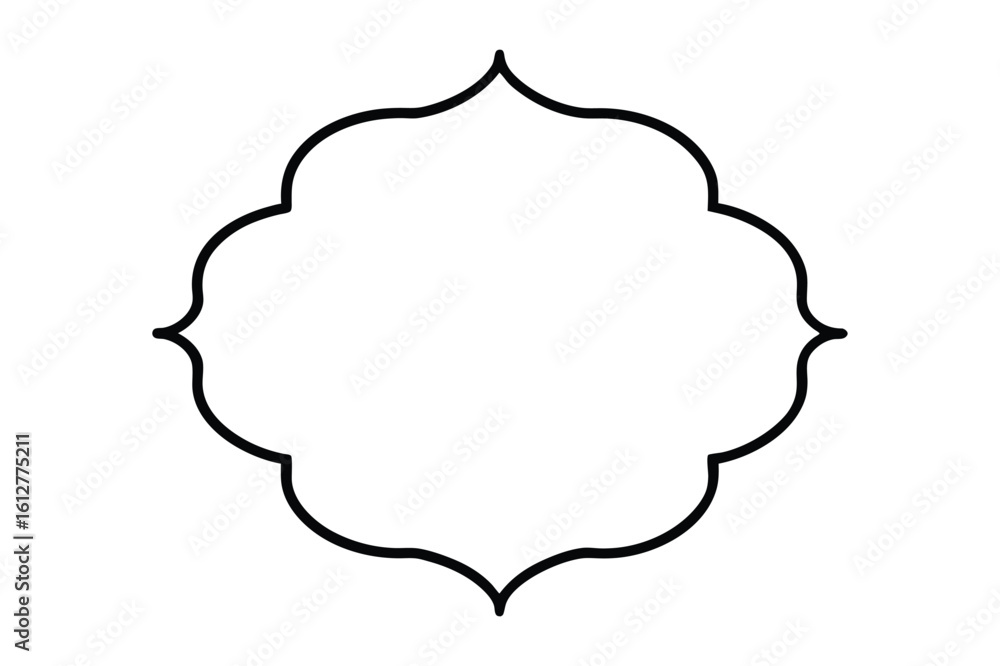 Obraz premium Black outline of a decorative quatrefoil frame on white background border ornamental 1