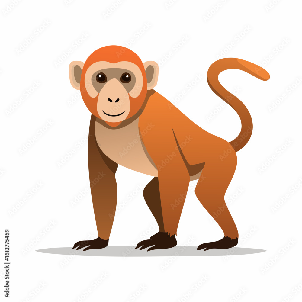 Obraz premium Illustration of a Cute Monkey Standing on All Fours with a Curious Expression