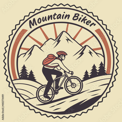 vector illustration of a biker with bike