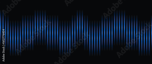 Glowing Blue Vertical Lines Forming Wave Pattern on Black Background – Abstract Sound Wave and Equalizer Inspired Digital Design for Tech Visuals, Music Posters, and Futuristic Presentations