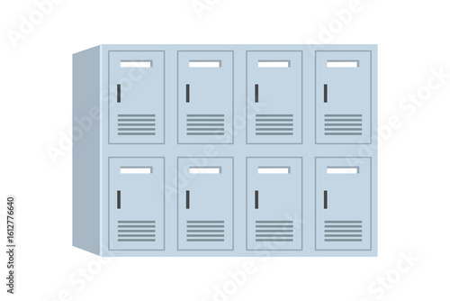 Gray locker illustration. Student locker. Locked locker. Digital lockers. Office locker.