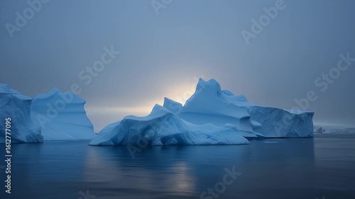 Wallpaper Mural Icebergs floating on calm arctic sea at dusk Torontodigital.ca
