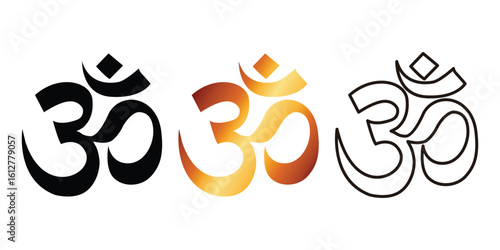 Om/Aum Hindu flat icon symbol